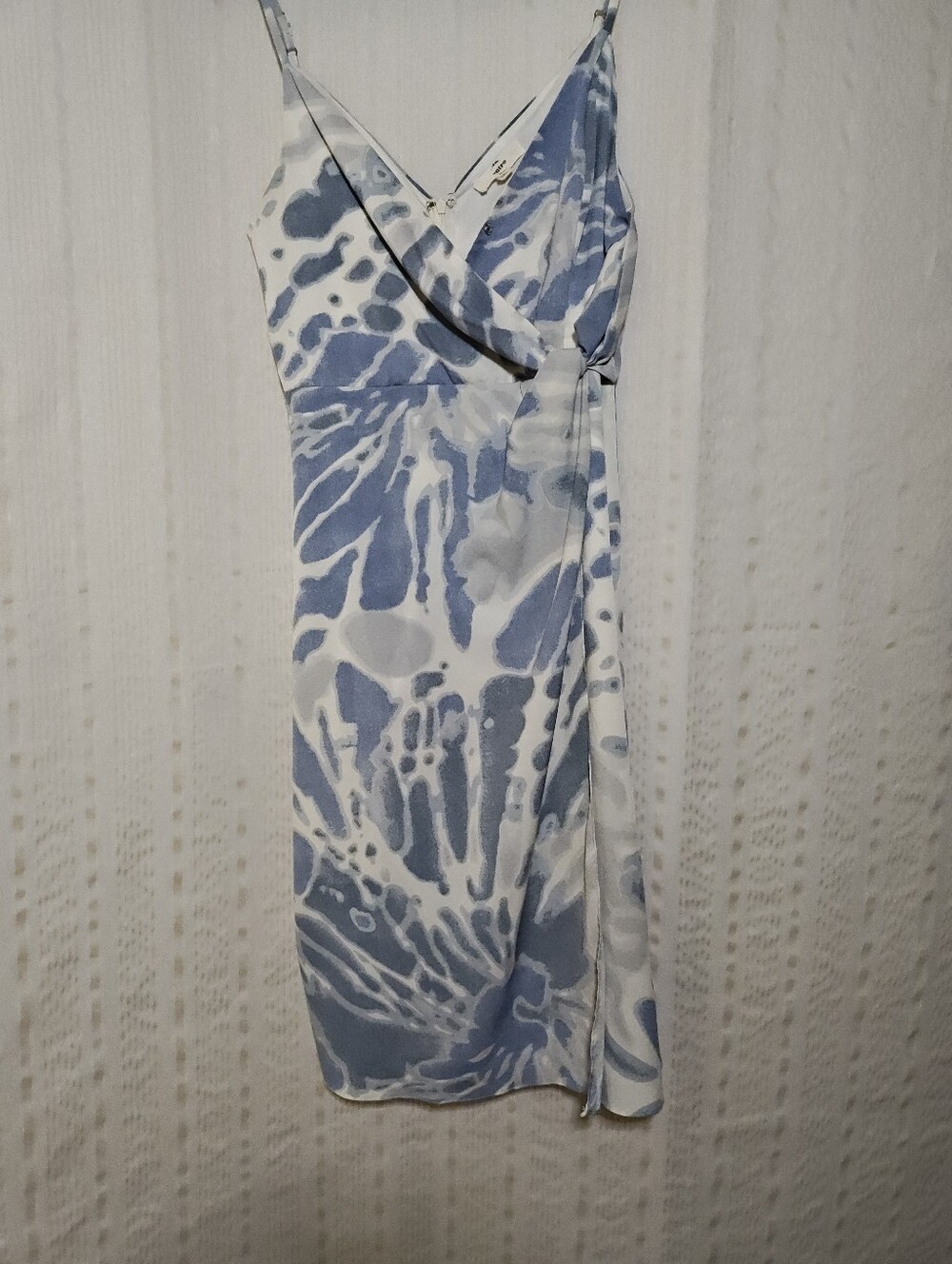 Entro Blue & White Abstract Wrap Maxi Dress Size Small